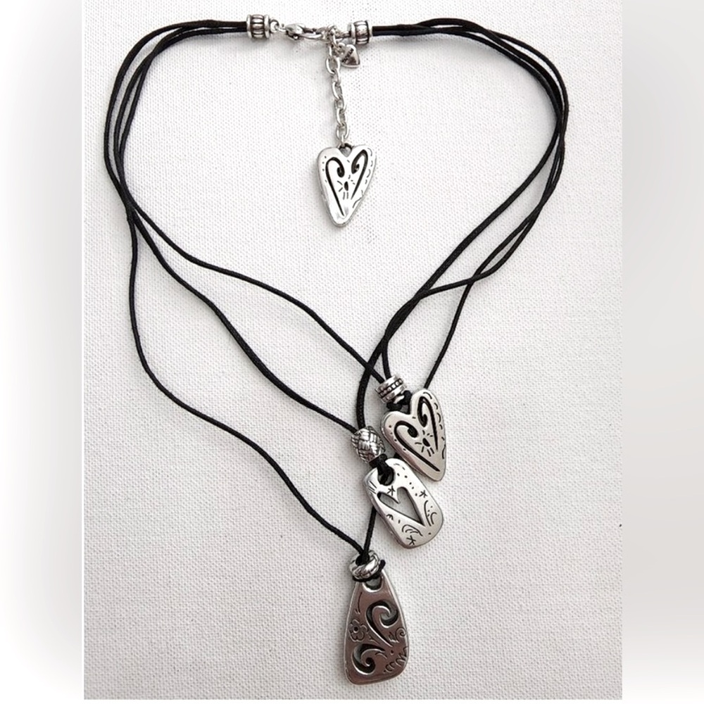 Brighton Brazilian Necklace Etched Heart Multi
Strand Silver Plated Retired Rare